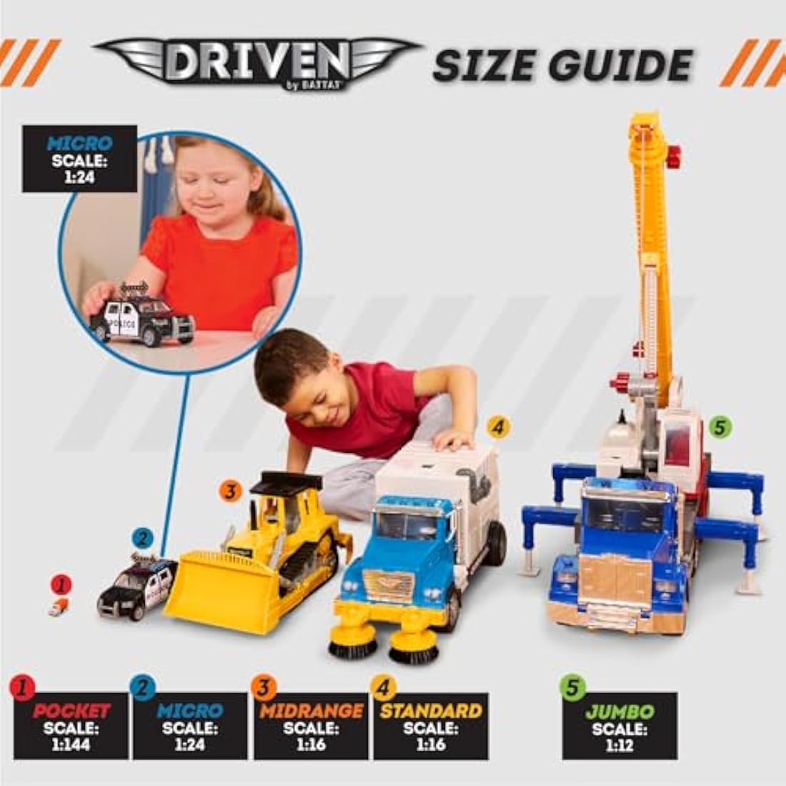 DRIVEN - Micro Steam Roller - Toy Truck with Heavy-Duty Roller, Light, and Sound - Yellow Trucks and Construction Toys for Kids Aged 3 +, Nylon/a