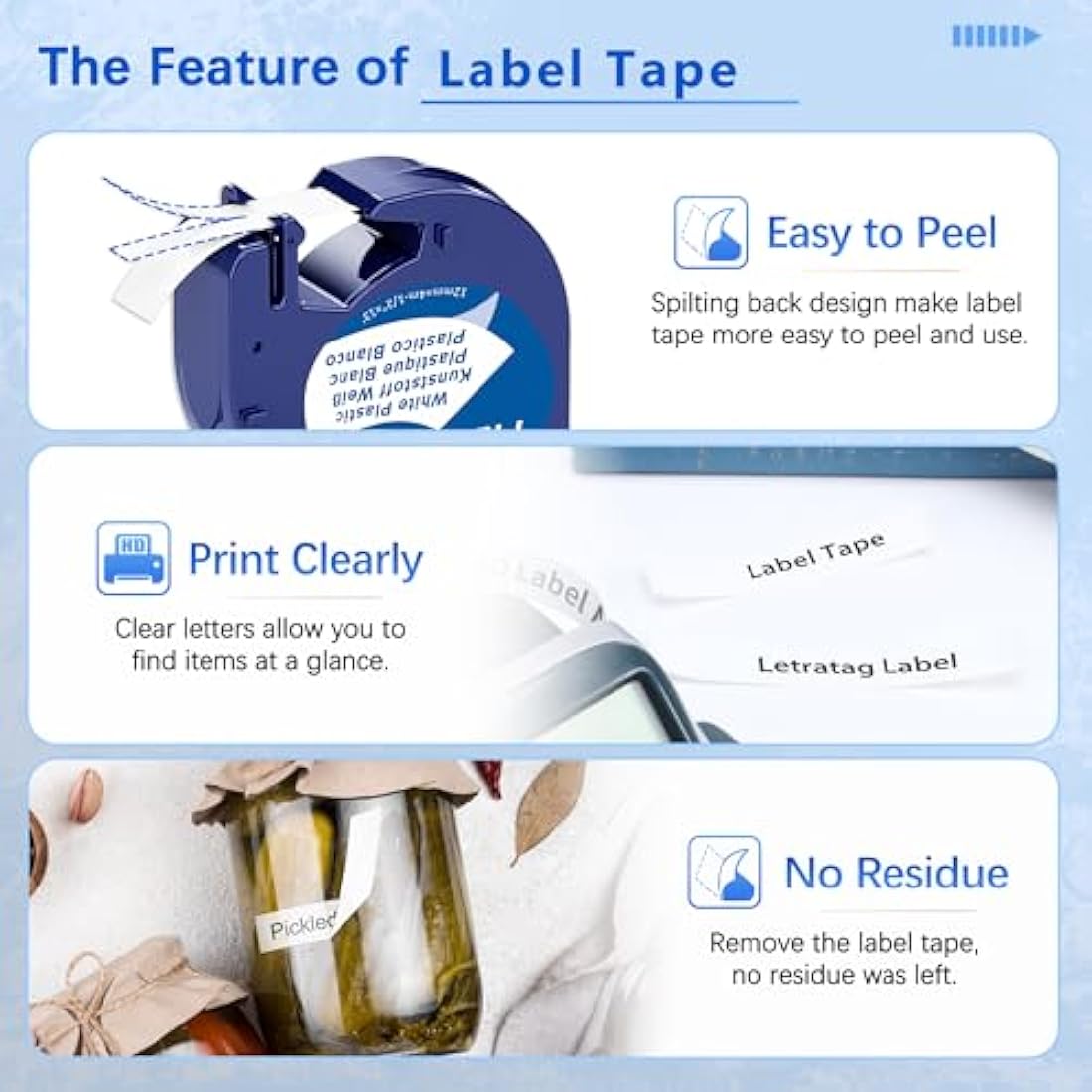 4X MarkField Compatible Plastic Label Tape Replacement for Dymo LetraTag Labels 12 mm x 4 m 91201, Compatible with Dymo LetraTag LT-100H LT-100T LT-110T XR XM 200B QX 50, Black on White
