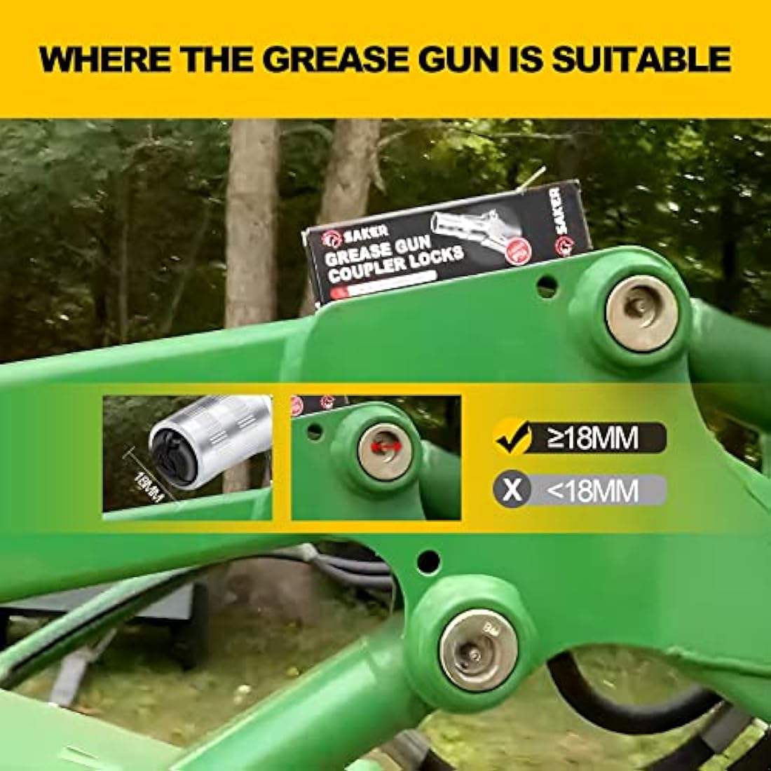 Saker Grease Gun Coupler-Upgrade to14000 PSI,Duty Quick Release Grease Couplers,Compatible with All Grease Guns 1/8" NPT Fittings (3 PCS)