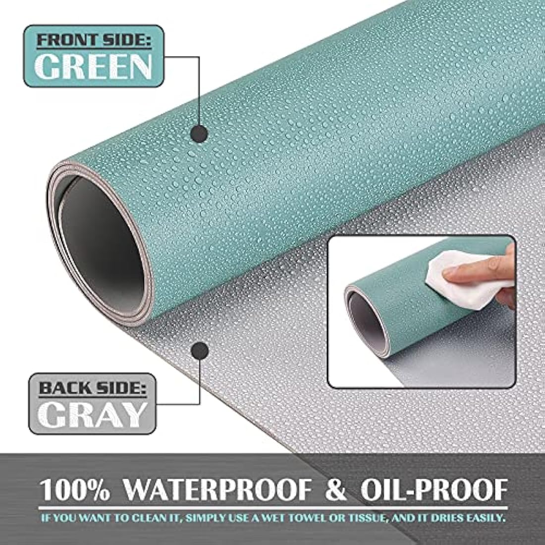 K KNODEL Large Office Leather Desk Mat, Mouse and Keyboard Pad, Computer and Laptop Mat, Desktop Protector and Cover, Writing Pad and Blotter (80x40cm, Green)
