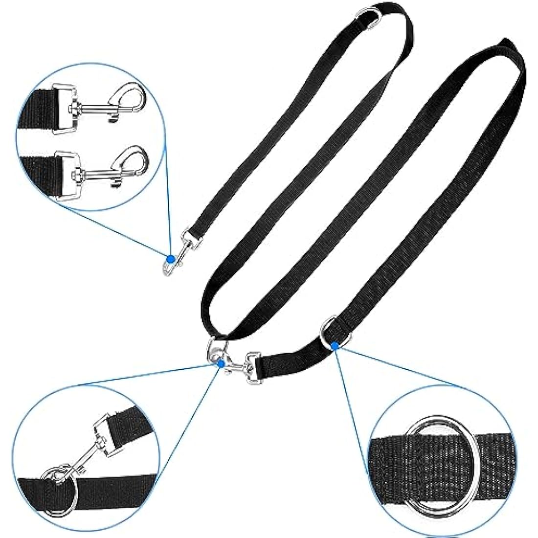 YankMooM Dog Training Lead Leash,6.9FT Double Ended Dog Lead for Training Walking Running Multi-Function Dog Lead Rope(Black)