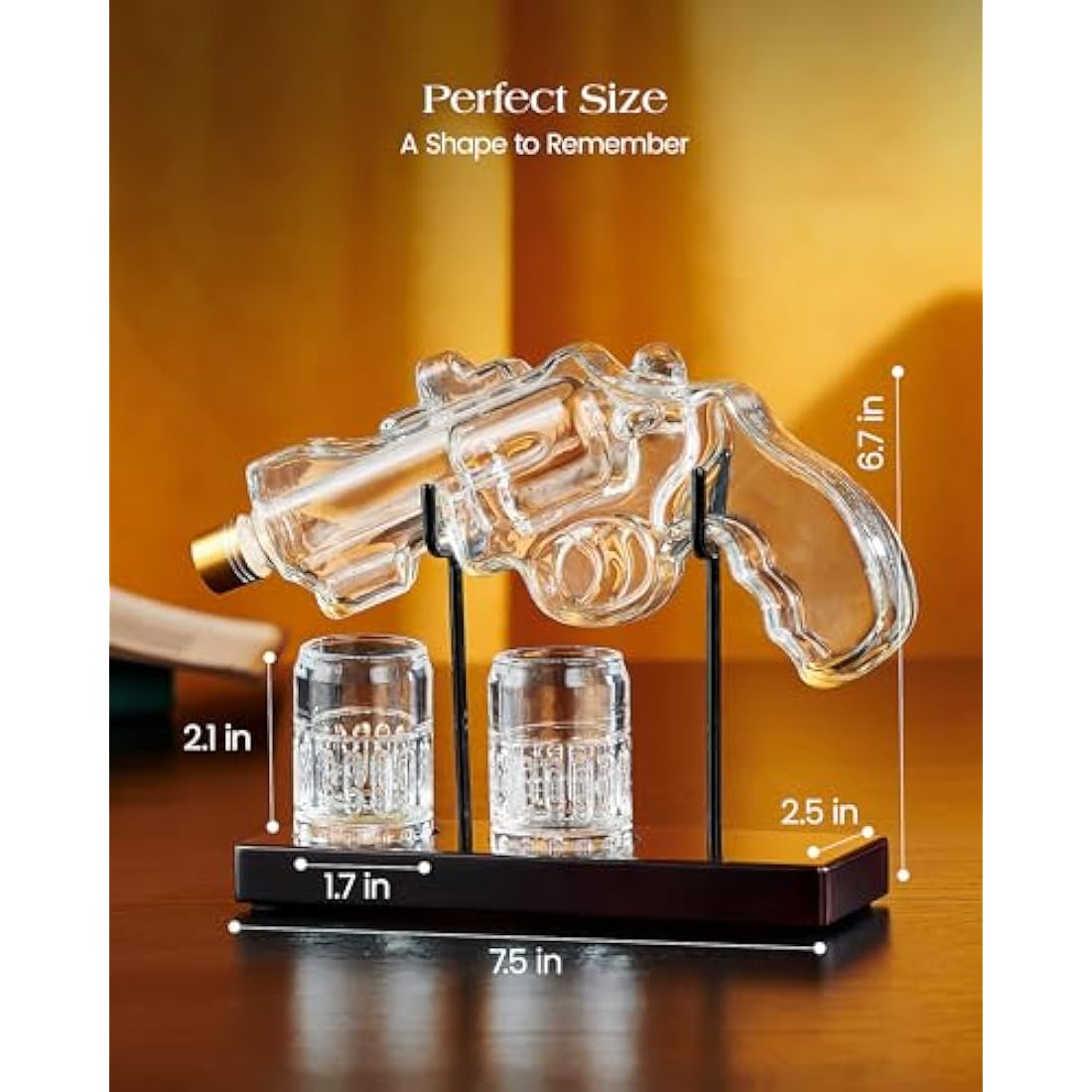 Gifts for Men Dad, Kollea Gun Whiskey Decanter Set with Glasses, Unique Birthday Anniversary Housewarming Gifts for Him Husband Grandpa, Cool Tequila Liquor Dispenser for Home Bar
