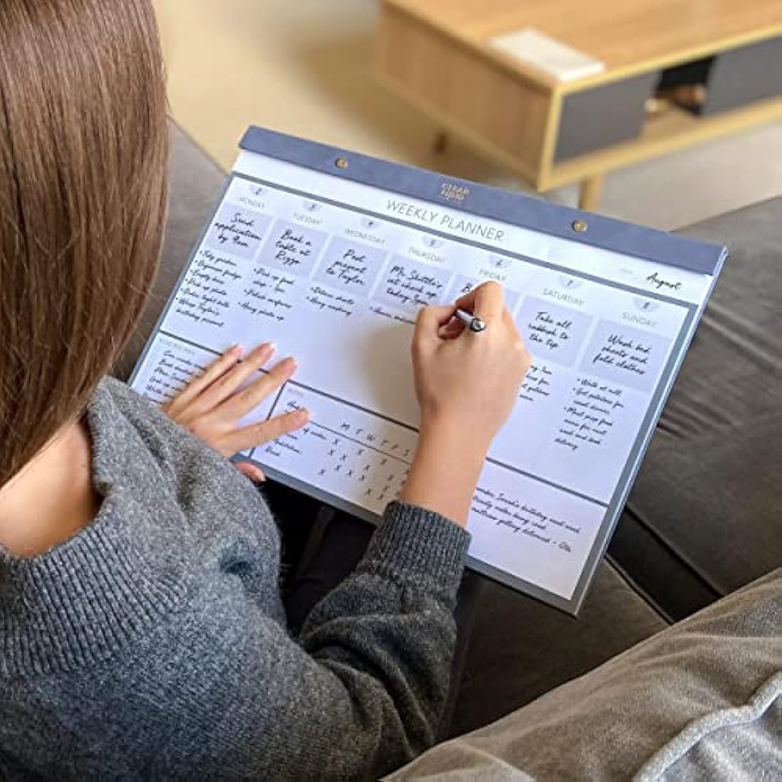 Premium Weekly Planner Desk Pad by Clear Mind Concepts® - A3 Size - Faux Leather Hard Cover - 52 Tear-Off Sheets for Enhanced Productivity