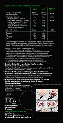 Canah® Organic Hemp Seed Oil 3 litres - Cold Pressed Unrefined, Vegan, Rich in Omega 3 Omega 6 Fatty acids & Vitamin E, Certified Kosher + Bonus Free Recipes
