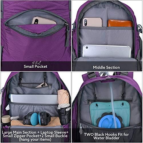 G4Free 45L Hiking Backpacks with Rain Cover Waterproof Trekking Backpack Travel Backpack Outdoor Camping Mountaineering Hiking for Men Women