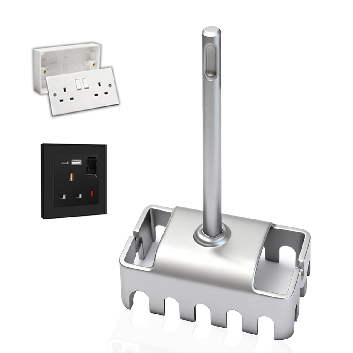 WojBear 1 PCS Square Hole Cutter for Electrical Box (19.0?8.6?4.5 cm), Concrete High-Strength SDS Plus Square Hole Punch, Hole Bit Applicable to