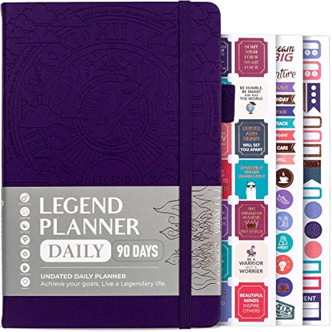 Legend Planner Daily for 3 Months – Undated Monthly Weekly & Daily Planner to Hit Goals. Organizer & Productivity Journal, A5 (Dark Purple)
