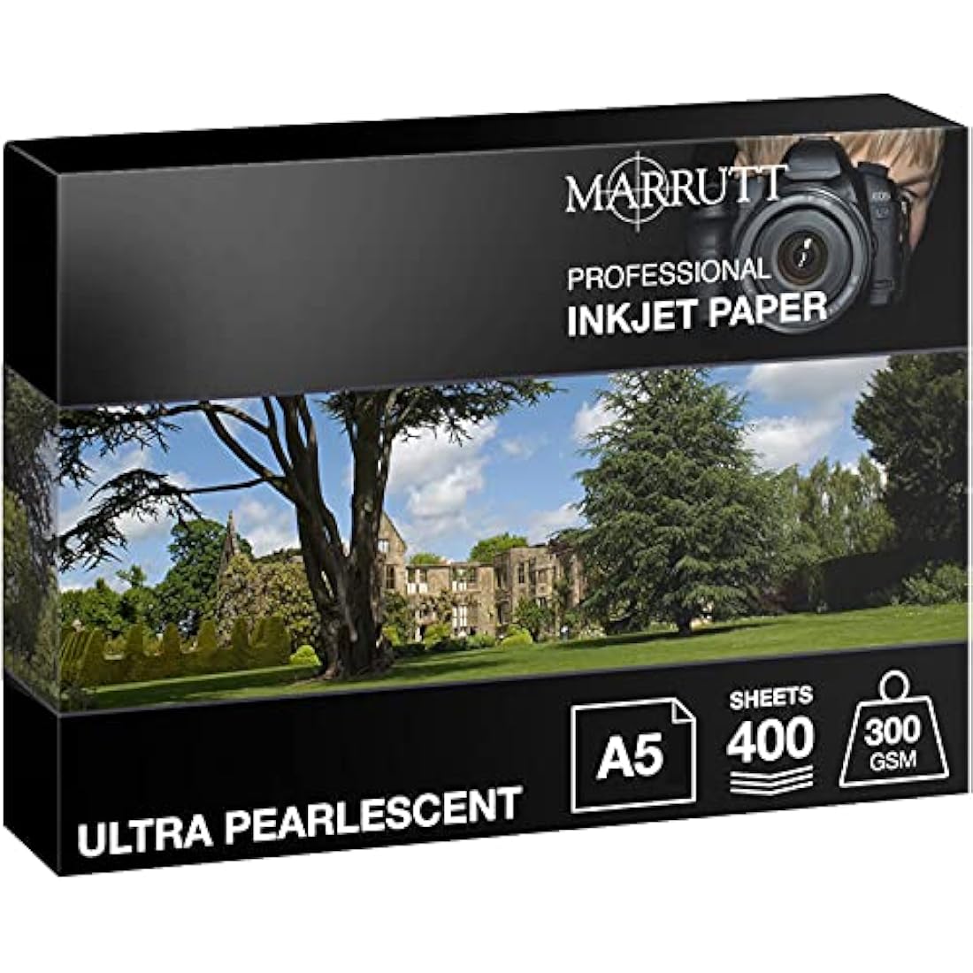Marrutt 300gsm Ultra Pearlescent Hi-White Inkjet Photo Paper: A5-400 Sheets