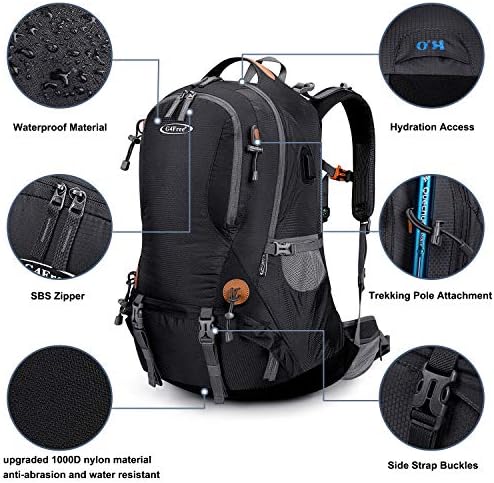 G4Free Hiking Backpack 50L Waterproof Backpack with Rain Cover for Mountaineering Travel Camping Trekking Outdoor Sports for Men Women