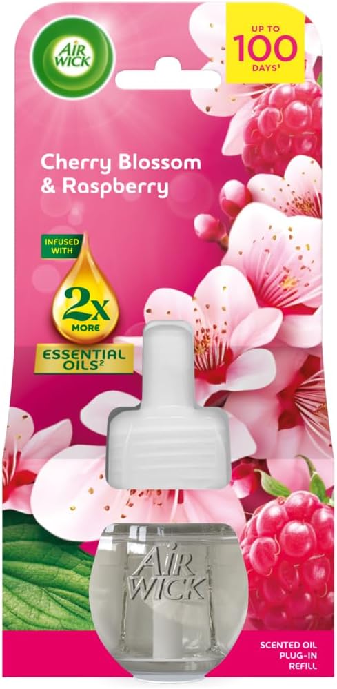 Air Wick Cherry Blossom & Raspberry Plug-in Single Refill 19ml. New but scruffy packaging.