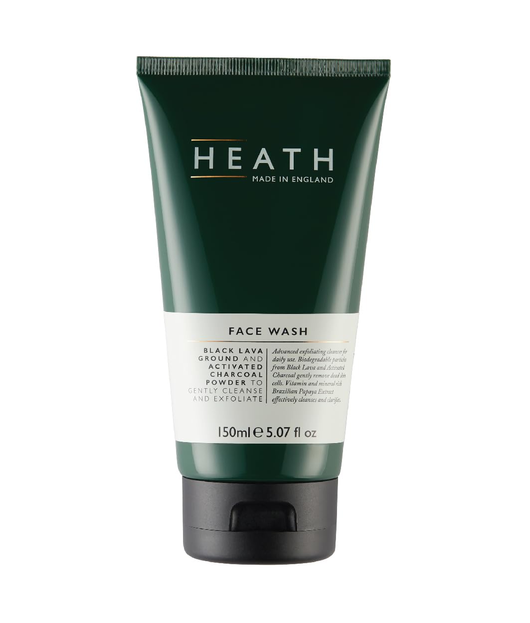 Heath Men?s Face Wash 150ml, Exfoliating Facial Cleanser, Moisturiser, Oil Control, Volcanic Black Sand and Bamboo Charcoal Powder, Detoxify, Gift For