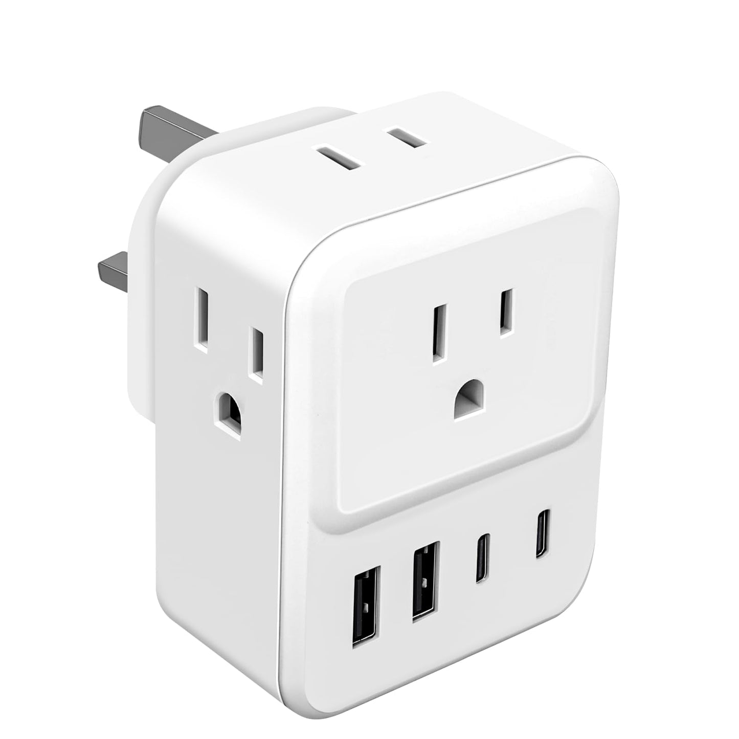 US to UK Plug Adapter,SHUOMAO 4 Way USA to UK Travel Adaptor with 4 USB(2 USB C),American to UK Converter Plug Power Adapter with 13A Fuse for