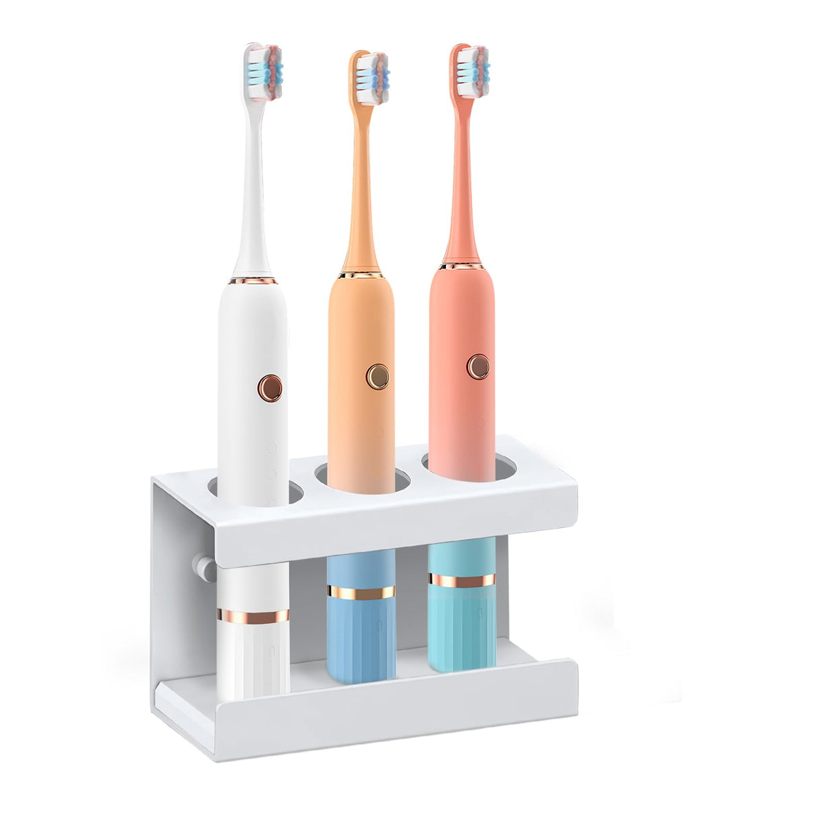 Minicoco Electric Toothbrush Holder Wall Mounted White Toothbrush Holders for Bathroom 3 Slots Electric Toothbrush Stand with Diatomite Dish?Suitable