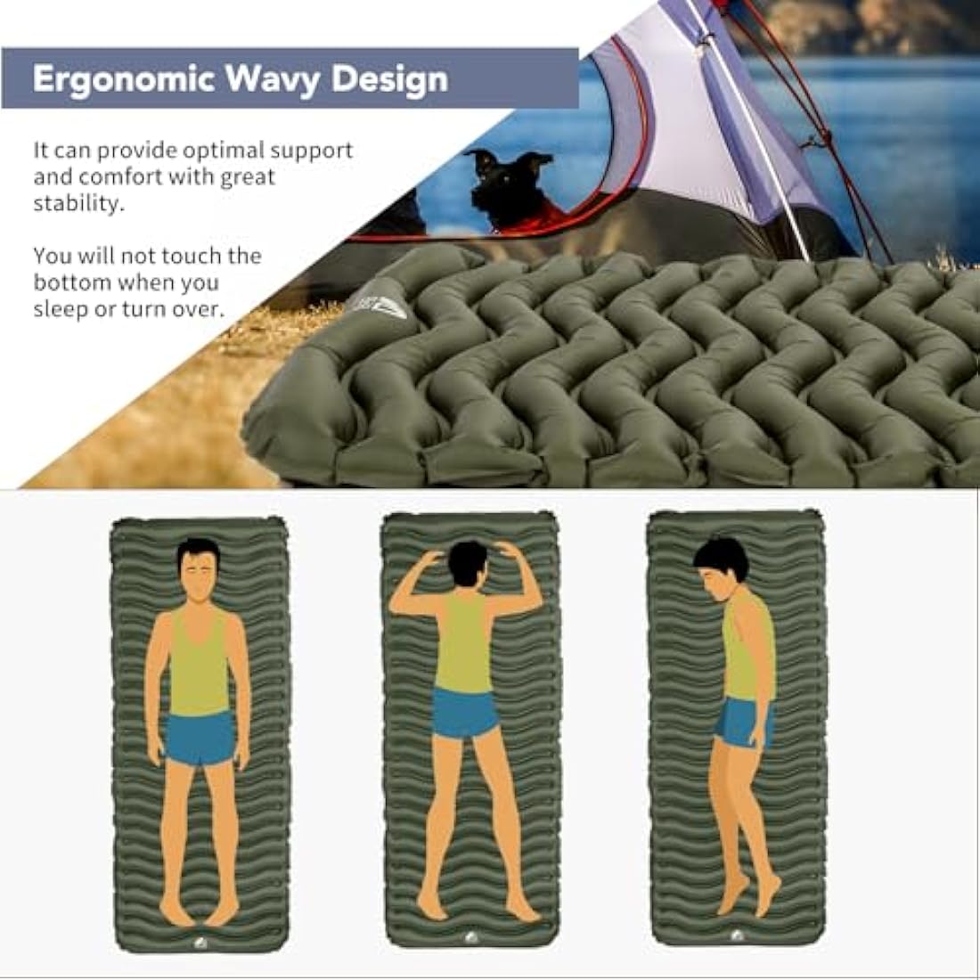 Unigear Ultralight Inflatable Sleeping Pad, Compact Air Camping Mat,Lightweight Camping Mattress for Backpacking, Hiking and Traveling