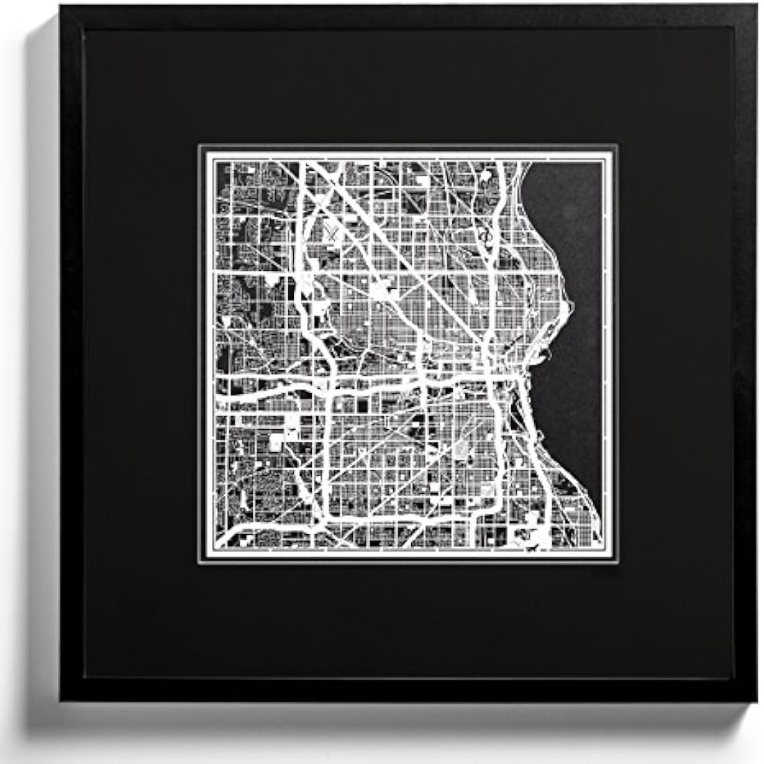Milwaukee Paper Cut Map White 12×12 inches Paper Art