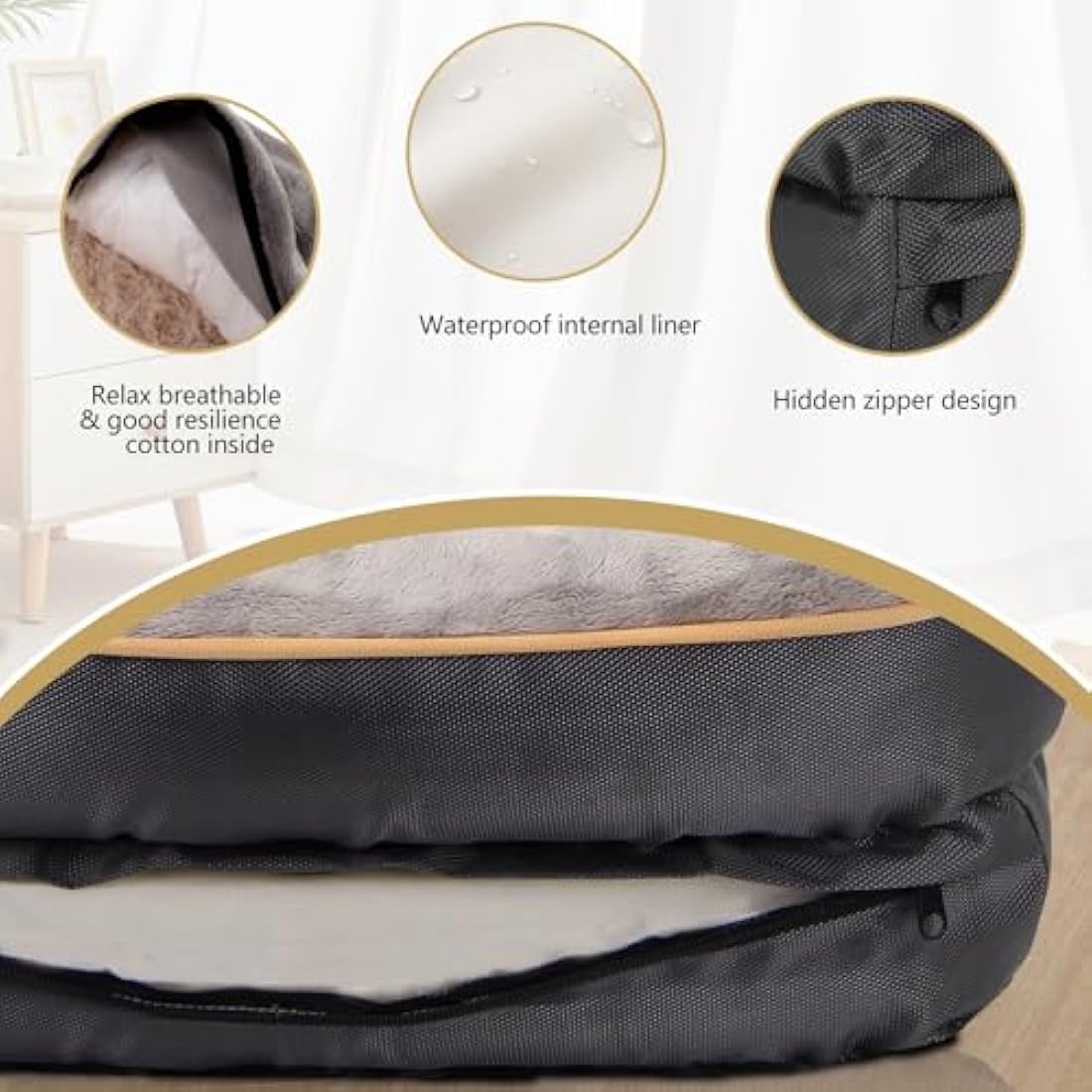 JOYELF Medium Memory Foam Dog Bed, Orthopedic Dog Bed & Sofa with Removable Washable Cover and Squeaker Toys as Gift