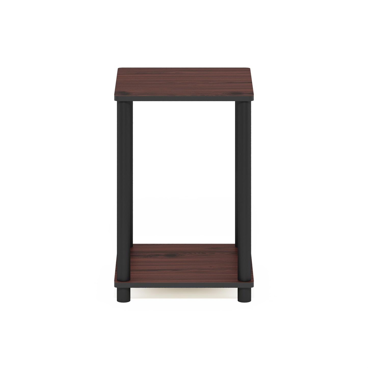 Furinno TURN-N-TUBE Side Table, 2-Tier End Table with Open Shelf, Toolless Night Stand, Bedside Table, for Living Room, Bedroom, Dark Cherry
