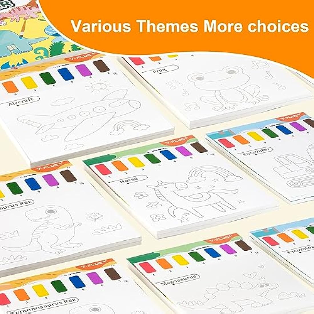 YPLUS Water Colouring Book for Children Painting Watercolour Paint Set Paper for Kids, Magic Book Arts and Crafts Gift for Drawing - Animals