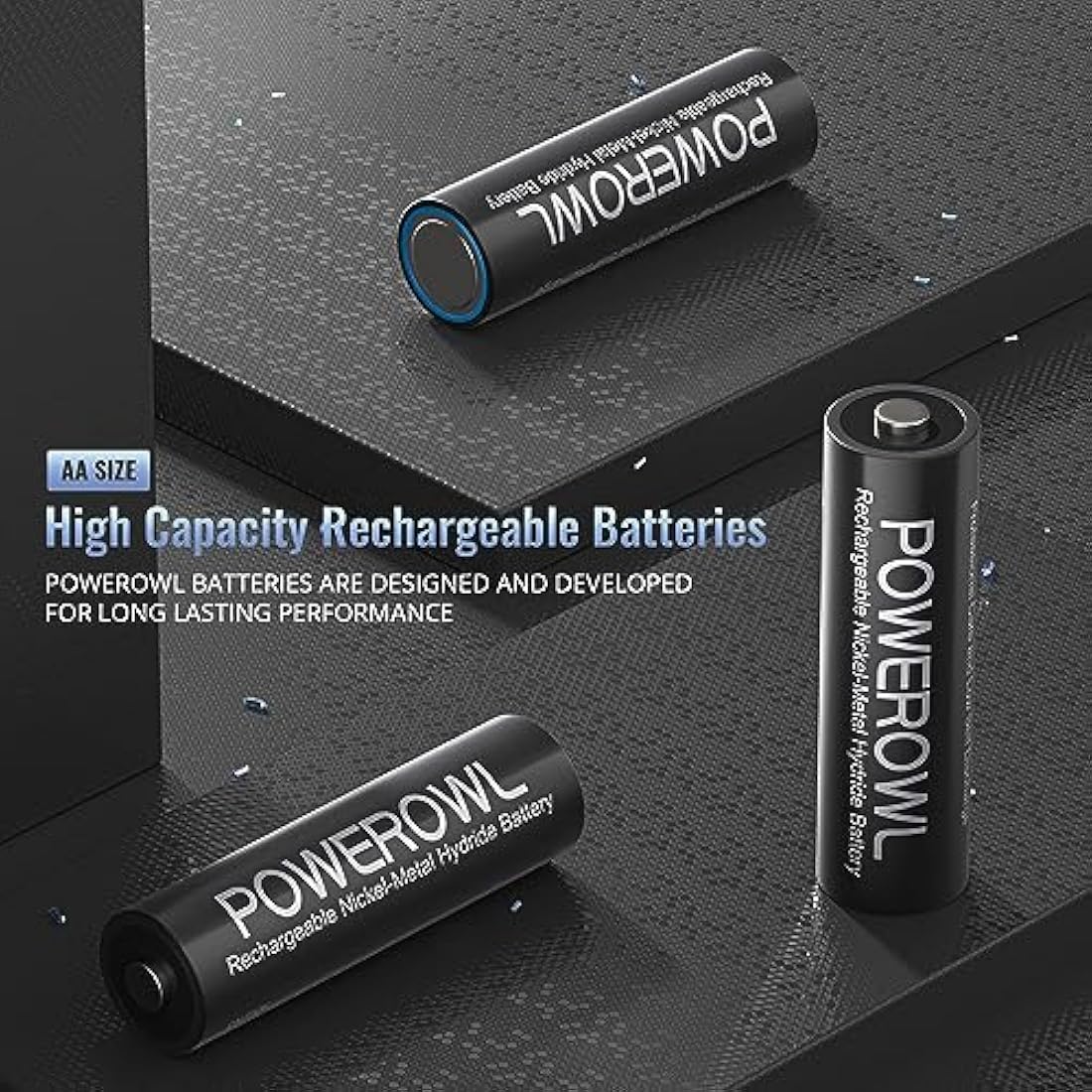POWEROWL Rechargeable AA Batteries 2800mAh, Wide Temperature Range Battery, Excellent Performance for Solar Garden Lights, Battery String Lights, Outdoor Devices - Recharge Universal (20 Count)