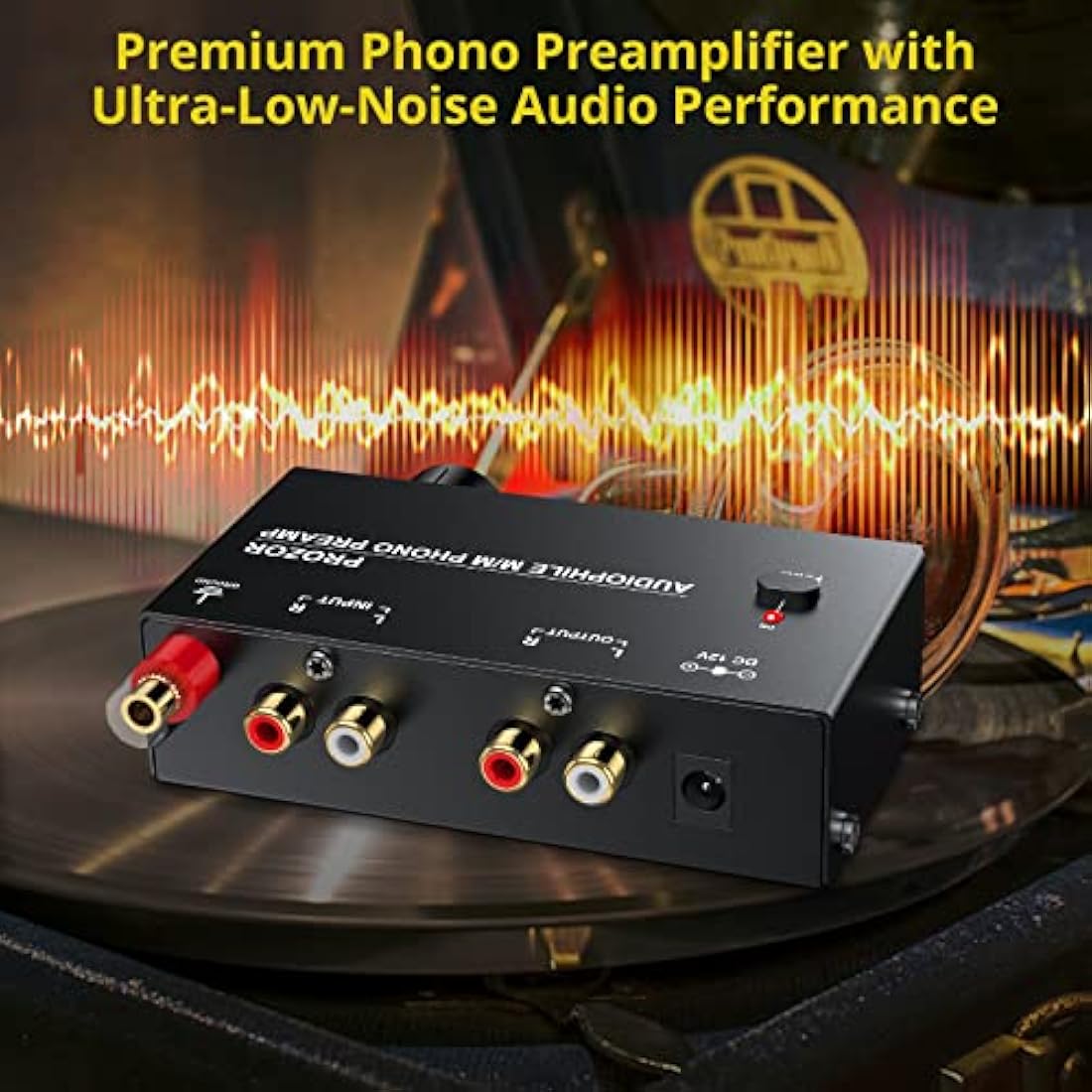 PROZOR Phono Preamp - Preamplifier for M/M Turntable RCA Input & RCA 3.5mm Output Phono Amplifier with Volume Control Pre AMP with 12V 1A Power Adapter Only for M/M Turntable Record Player