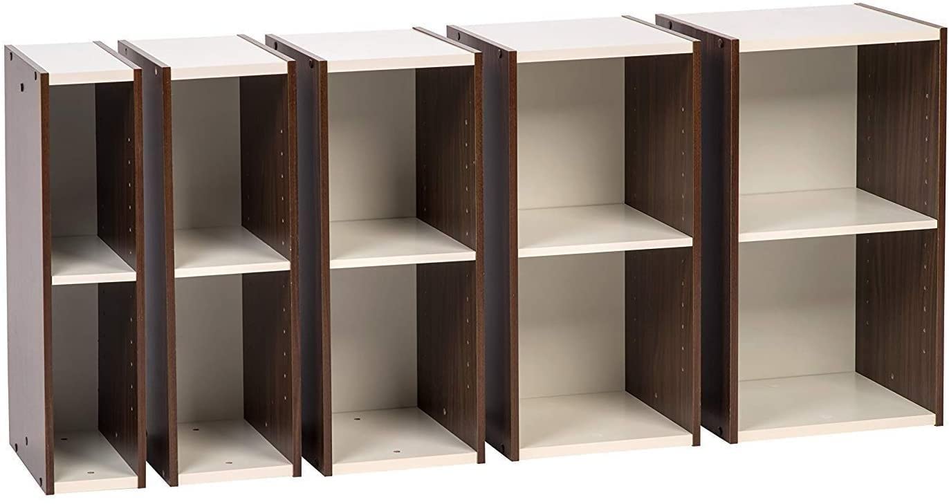 Amazon Brand - Movian 2 tier MDF modular bookcase, Brown/White, 30 x 29 x 60 cm