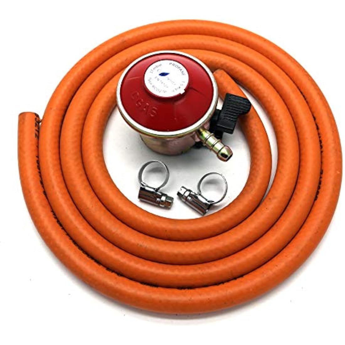 Patio Gas Regulator 27Mm Clip On With 1M Hose + 2 Clips Fits Calor/Flogas