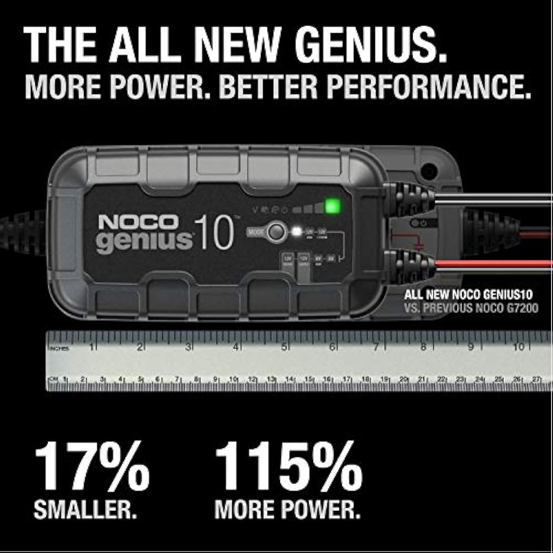 NOCO GENIUS10: 10A 6V/12V Smart Battery Charger – Automatic Maintainer, Trickle Charger & Desulfator with Overcharge Protection & Temperature Compensation – For Lead-Acid & Lithium Batteries