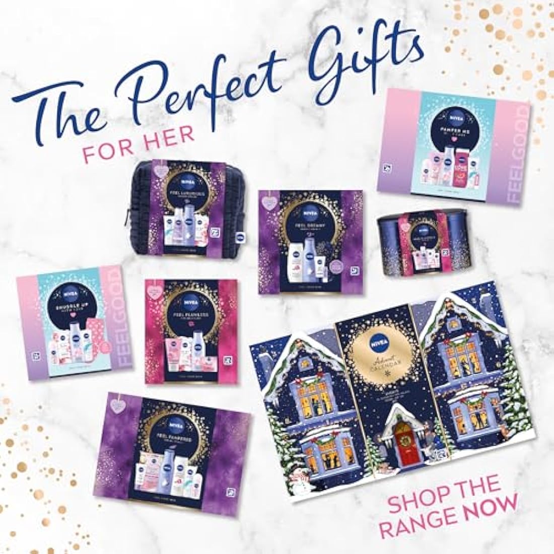 NIVEA Feel Flawless Gift Set (4 Products), Women's Gift Set with Skincare Essentials, Includes Body Lotion, Face Mask, Face Wash, and Day Cream