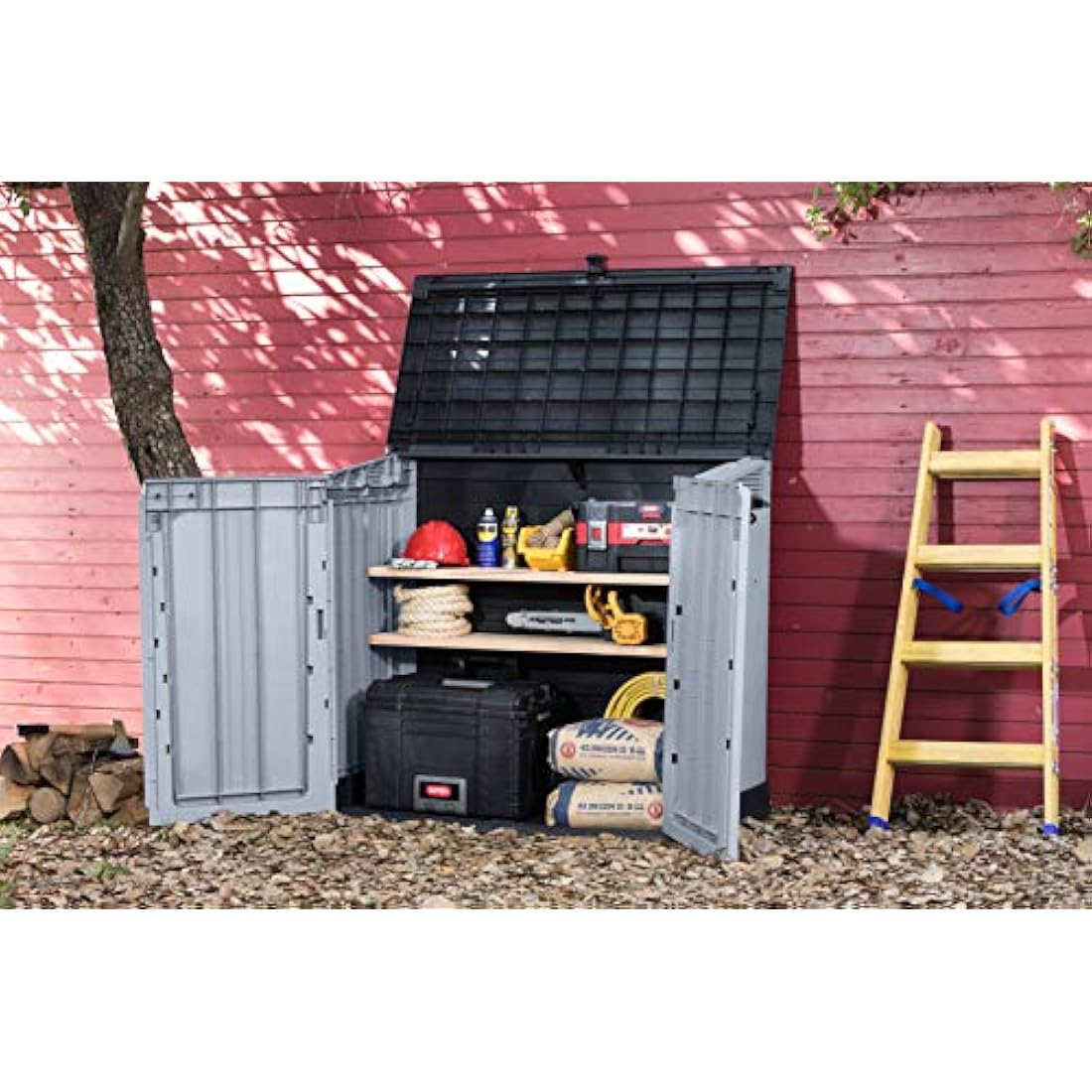 Keter Store it Out Nova Outdoor Garden Storage Shed, 32 x 71.5 x 113.5 cm, Light Grey with Dark Grey Lid