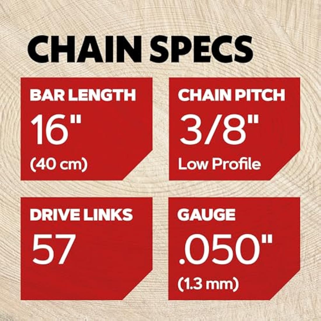 Oregon 3-Pack Chainsaw Chain 3/8" LP Pitch, .050" (1.3 mm) Gauge for 16" (40cm) Bar, 57 Drive Links – Low-kickback Chainsaw Chain, Fits Titan, Ryobi, Hawksmoor, Ferrex and more
