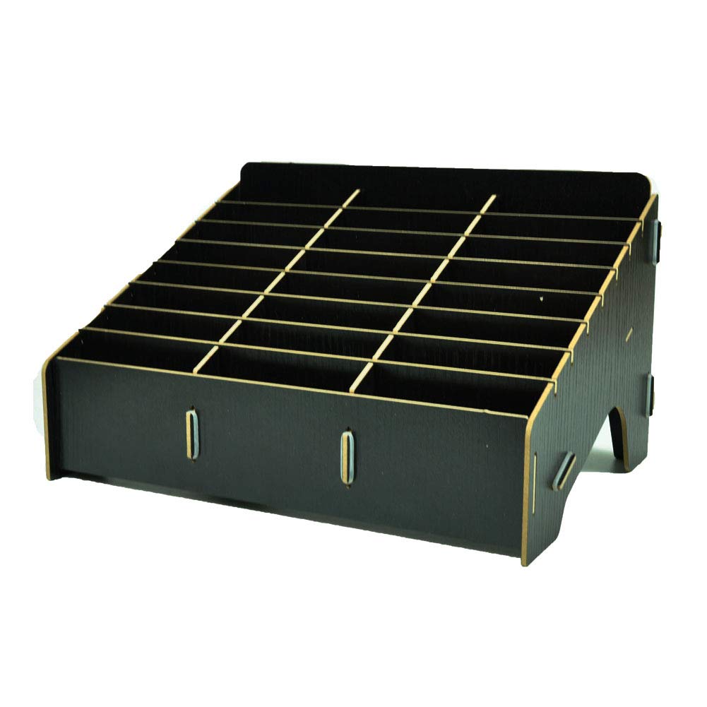 XICHENGSHIDAI 24-Slot Classroom Mobile Phone Holder, Black Wood Effect
