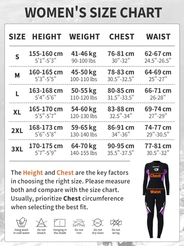 Owntop Women's Full Length 3/2mm Wetsuit, Ultra-Stretch Long Sleeve Winter Wetsuit, Back Zip Adult Neoprene Surfing Diving Wet Suit, Women Purple S