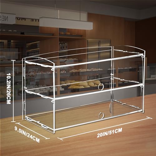 BAOSHISHAN Acrylic Pastry Display Cabinet Clear Cake Display Case 2-Tier Food Display Counter for Display Pastry Cup Cake Donut with Cake Serving Tong 20“Lx9.5“Wx10.2“H