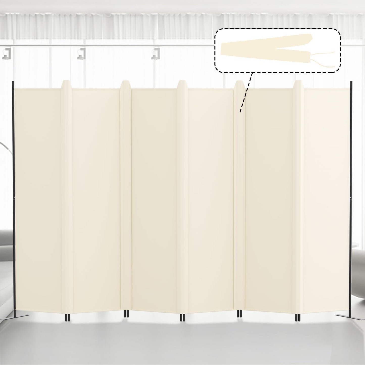Kokorona 6 Panel Room Divider, 6FT Tall Folding Privacy Screen Wall Dividers, Portable Privacy Screen Freestanding Room Divider for Room Separation,