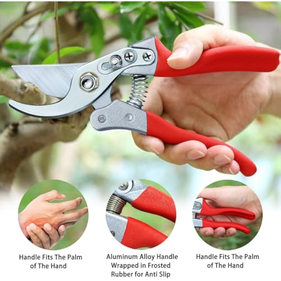 Kynup 2 Pack Secateurs Scissors, Professional Garden Secateurs, Sharp SK-5 Steel Blade, Strong & Anti-Rust Pruning Shears, Anti-Slip Handle, Plant Gardening Tree Trimming Garden Tool (Black & Red)