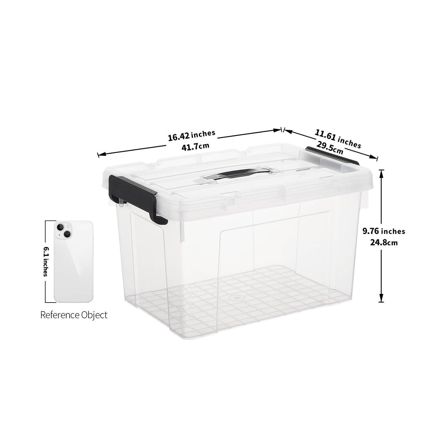 Cetomo 20L*6 Storage Boxes, Carry Plastic Storage Box with Lids, Clear Organizing Container with Handle and Secure Latches