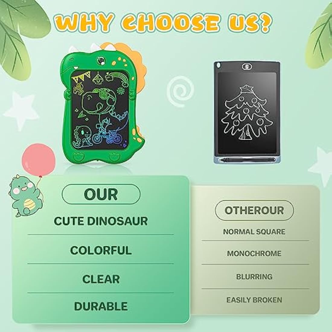Kizmyee LCD Writing Tablet for Kids,Toddler Toys for 3 4 5 6 Year Old Boys Girls, 8.5inch Doodle Board, Dinosaur Toys Drawing Pad for Kids 3+ Year Old Boy Girl
