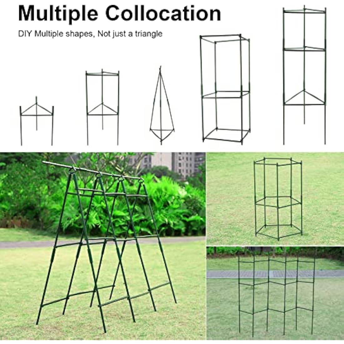 SZMDLX 3 Pack Tomato Cage, 48 Inches Large Tomato support Adjustable Green Sturdy Garden Plant Support Stake Garden Trellis Vertical Climbing Plants Support for Vegetables, Flowers, Fruit Grow