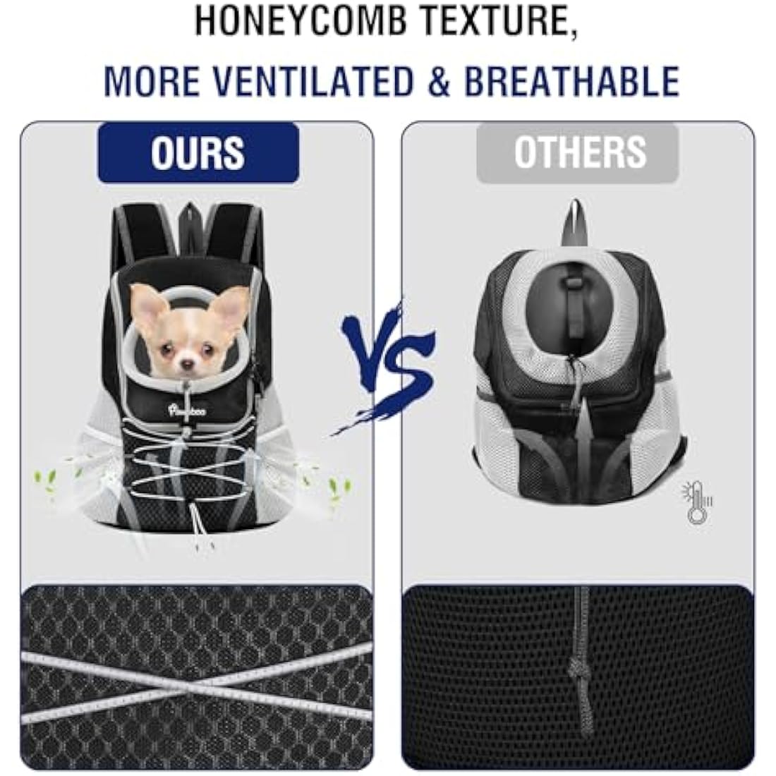 Pawaboo Pet Dog Carrier Backpack Small Size, Small Puppy Dog Travel Carrier Front Pack, Small Breathable Dog Small Carrying Backpack with Safety Strips, Black