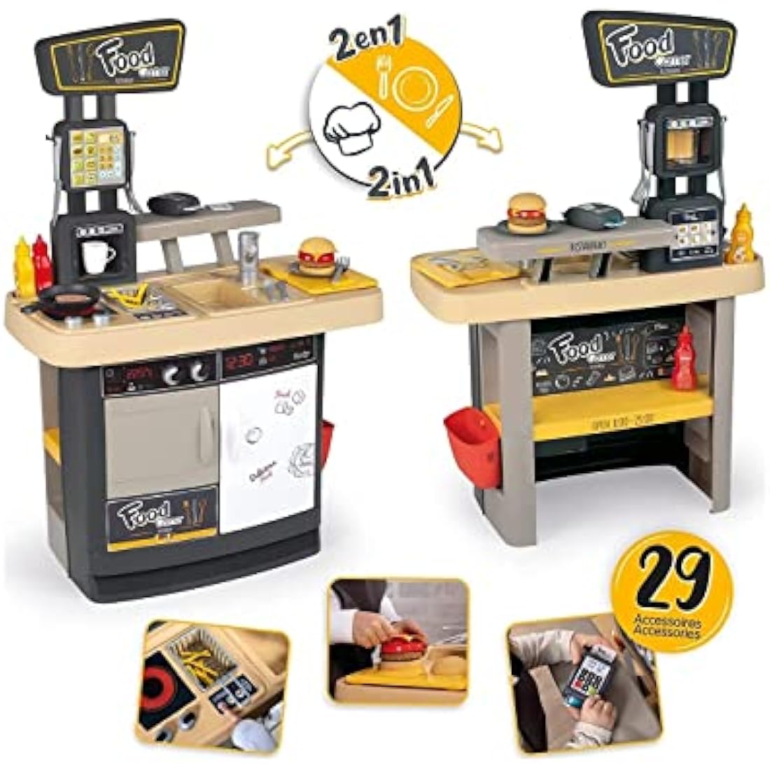 Smoby - Food Corner - Cuisine Restaurant - Jouet d'imitation avec 29 accessoires