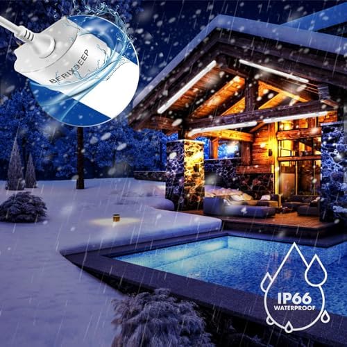 BERIXDEEP 2ft LED Batten Light 6500K Daylight, Linkable Plug in Strip Light for Garage, Workshop, Office, Wall, Kitchen, Shed, Waterproof Plug in Garage Lighting, 2FT, 60cm, 18W