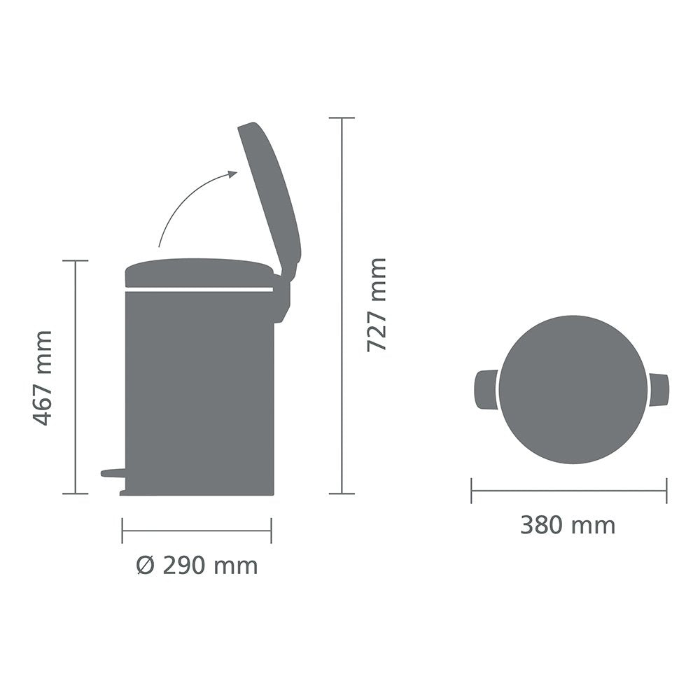 Brabantia 113987 Pedal Bin newIcon with Plastic Inner Bucket, 20 Litre - Brilliant Steel
