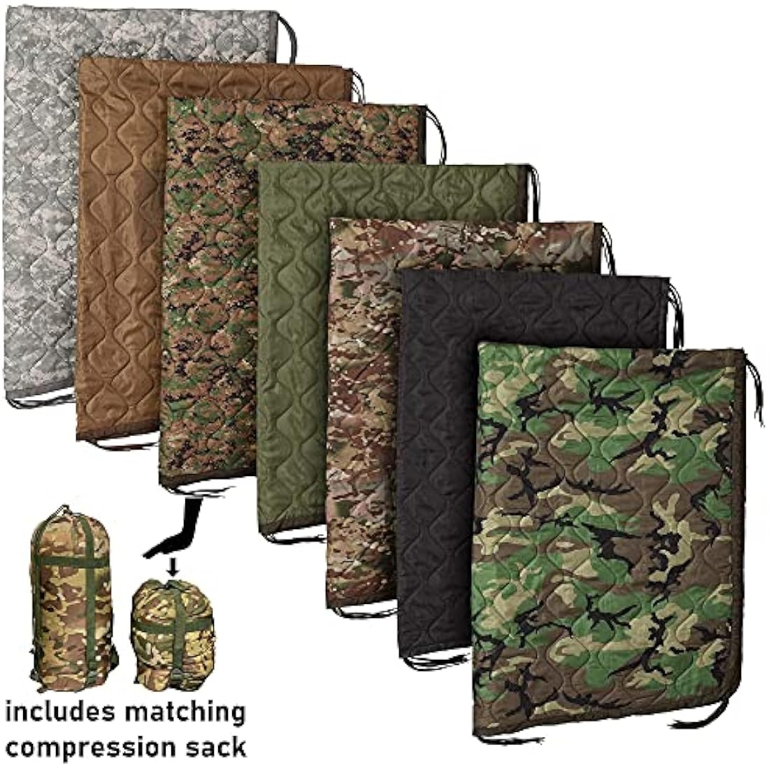 USGI Industries Military Woobie Blanket | Thermal Insulated Camping Blanket, Poncho Liner | Large, Portable, Insulation, Water-Resistant, for Hiking, Survival | Compression Carry Bag