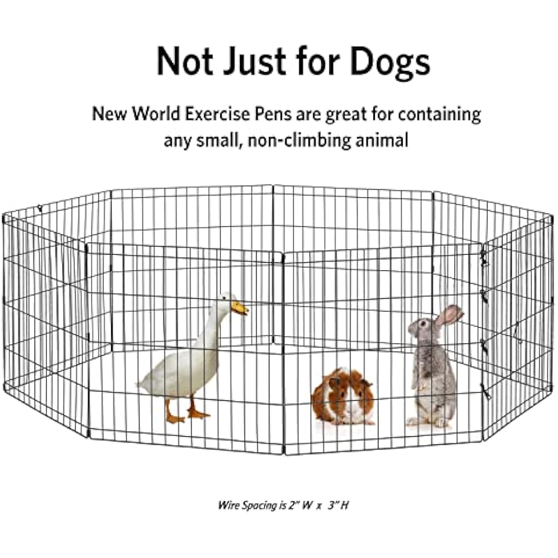 New World Folding Metal Dog Exercise Pen and Pet Playpen with No Door, Includes Grounding Stakes and Provides 1.5 Meters of Play Space, 76 cm Tall, Black E-Coated, B552-30