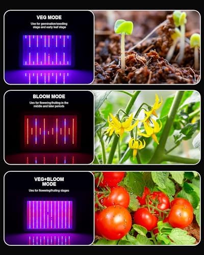 KOSCHEAL KS1200 LED Plant Grow Light Full Spectrum Daisy Chain with LM301B Veg Bloom Double Switch for Indoor Plant Seedling Flower and Fruiting to Provide Suitable Spectrum Quiet Built-in Fan 130W±5%