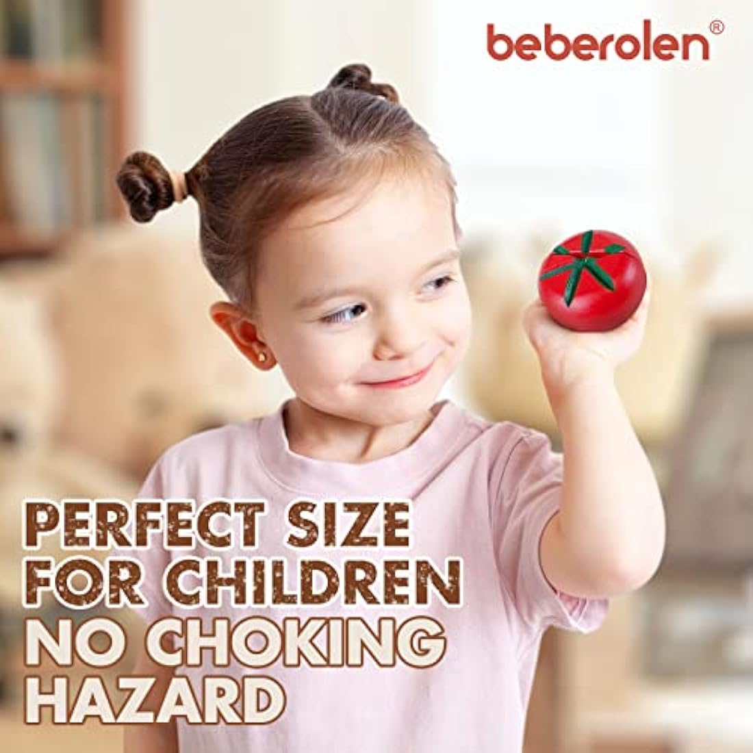 Beberolen Wooden Food Toys, Play Food Sets for Children Kitchen, Toy Kitchen Accessories for Kids, Wooden Cutting Fruit and Vegetables Toys, Pretend Role-Play Toy for Boys and Girls 2 3 4 5 Year Olds