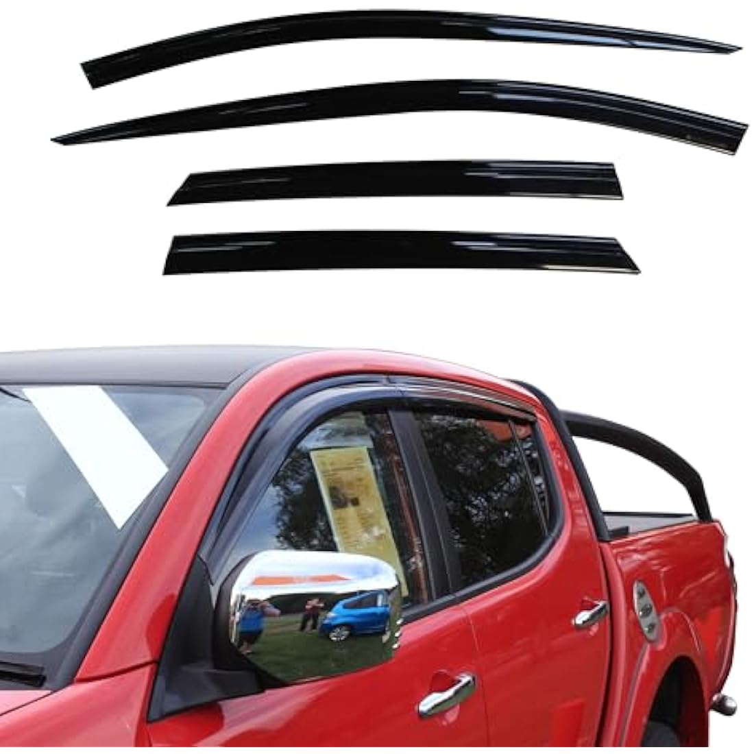 AUTO CLOVER Wind Deflectors Set for Mitsubishi L200 2006-2015 Double Cab (4 pieces)