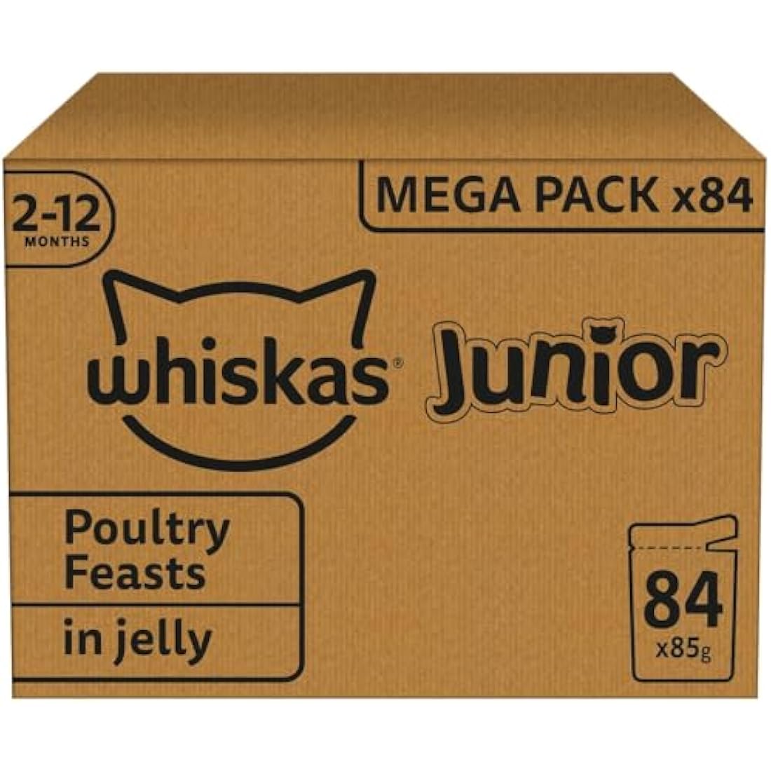 whiskas Junior Poultry Selection in Jelly 84 Pouches, Wet Kitten and Cat Food, Selection of Chicken, Duck, Poultry and Turkey, Megapack (84 x 85 g)