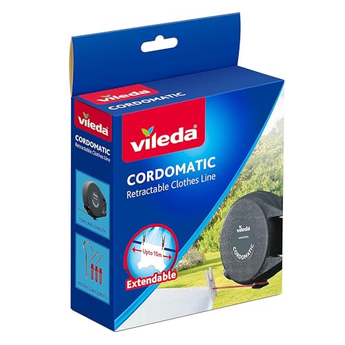 Vileda Cordomatic Retractable Washing Line with 15m Outdoor Clothes Line