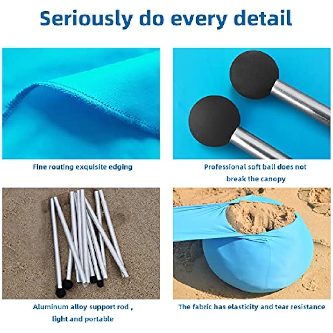 Beach shade tent awning 4-5 people beach sunscreen anti-UV portable umbrella (Blue)